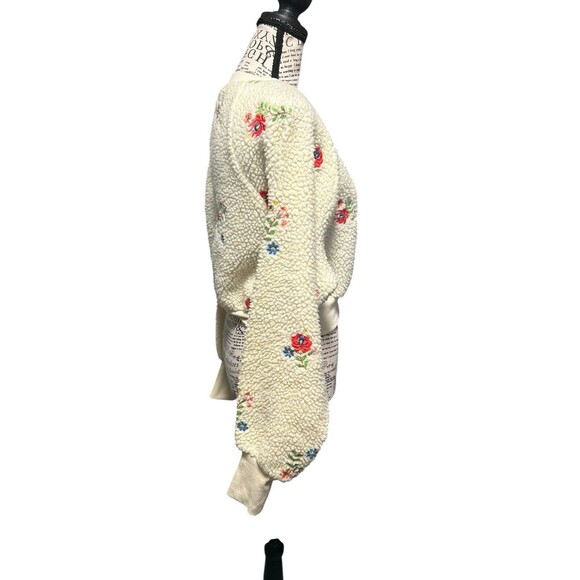 Urban Outfitters Aster Floral Sherpa Crop Sweatshirt Xs - Picture 2 of 7